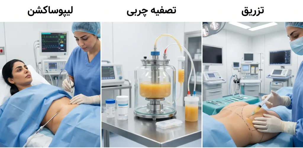 اینفوگرافیک مراحل عمل لیفت باسن برزیلی BBL