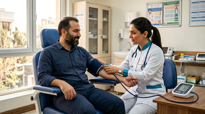 اندازهگیری فشار خون بیمار پس از بروز علائم هشدار ناشی از عوارض قرص اسلیو معده گیاهی